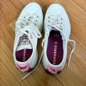 Converse Run Star White Sneakers with Pink and Green Highlights